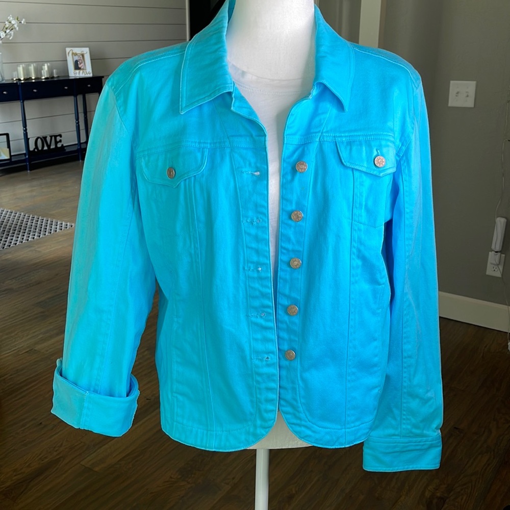 Blue jacket. Denim jacket feel.